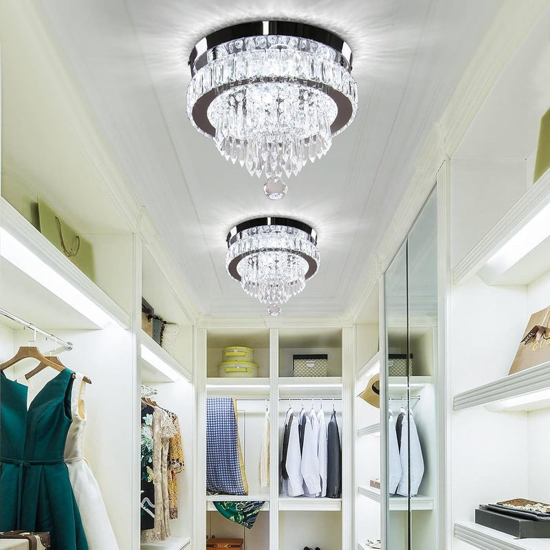 19.7" Crystal Flush Mount Chandelier Ceiling Light Cool