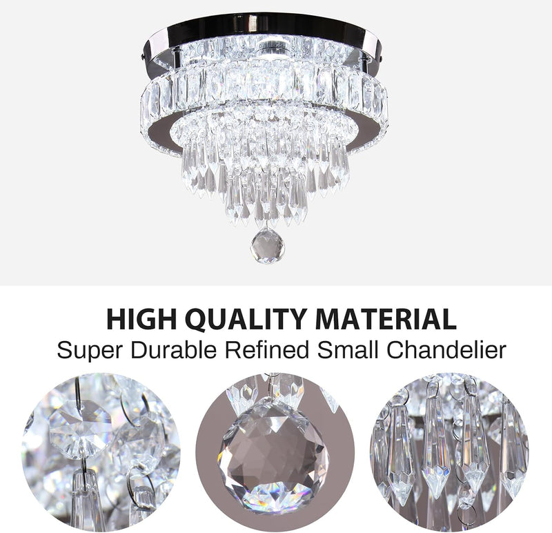 19.7" Crystal Flush Mount Chandelier Ceiling Light Cool