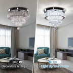 19.7" Crystal Flush Mount Chandelier Ceiling Light Cool