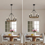 19.7" Farmhouse Chandelier 6 Lights Wagon Wheel Ceiling