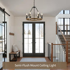 19.7" Farmhouse Chandelier 6 Lights Wagon Wheel Ceiling