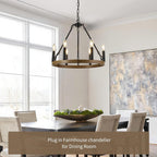 19.7" Farmhouse Chandelier 6 Lights Wagon Wheel Ceiling