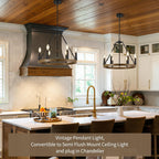 19.7" Farmhouse Chandelier 6 Lights Wagon Wheel Ceiling