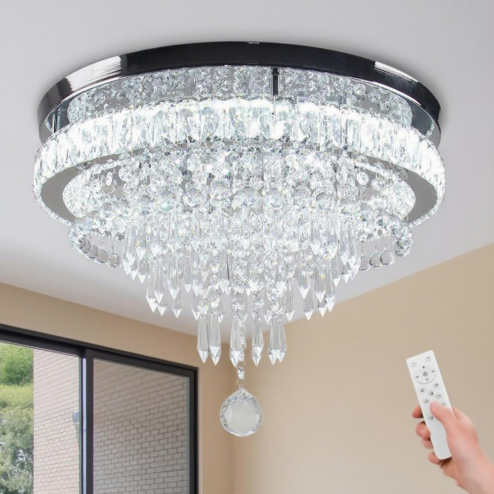19.7" Crystal Flush Mount Chandelier Ceiling Light Cool