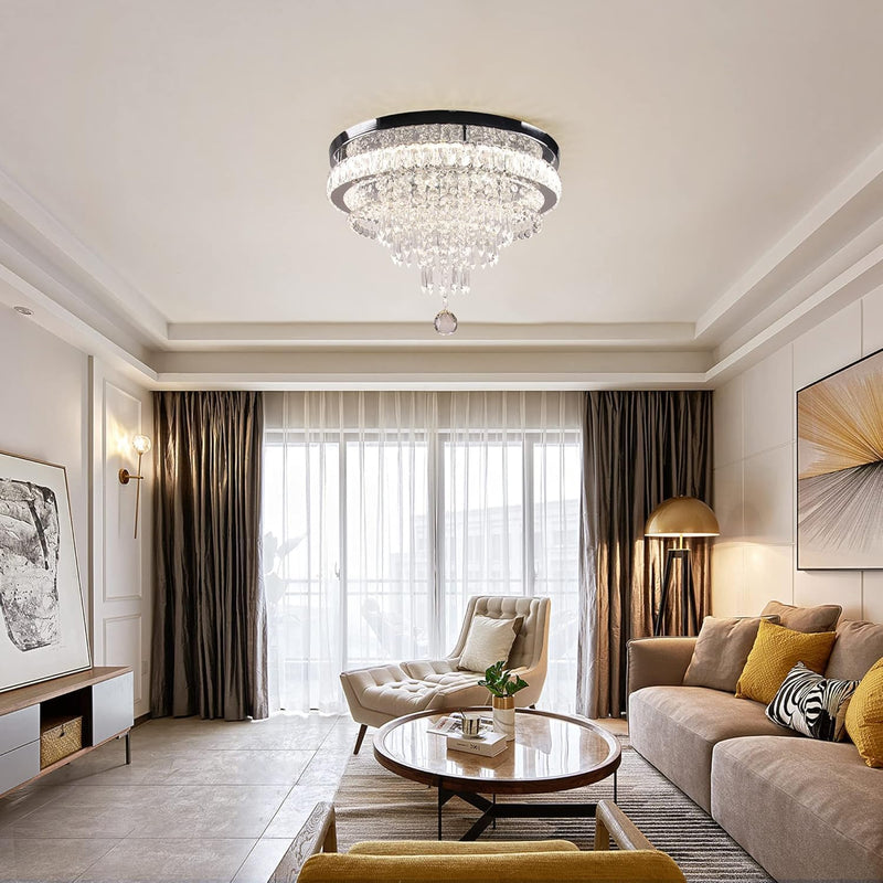 19.7" Crystal Flush Mount Chandelier Ceiling Light Cool