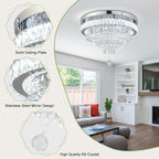 19.7" Modern Crystal Ceiling Light Chandelier LED Flush