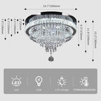 19.7" Modern Crystal Ceiling Light Chandelier LED Flush