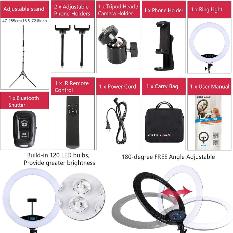 19 Inch LED Ring Light with Tripod Stand
