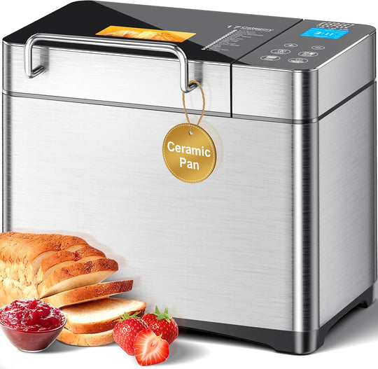 2.2lb Automatic Bread Maker Ceramic Pan 17-In-1 Stainless