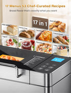 2.2lb Automatic Bread Maker Ceramic Pan 17-In-1 Stainless