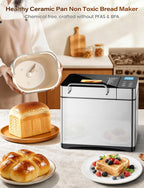 2.2lb Automatic Bread Maker Ceramic Pan 17-In-1 Stainless