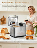 2.2lb Automatic Bread Maker Ceramic Pan 17-In-1 Stainless