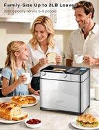 2.2lb Automatic Bread Maker Ceramic Pan 17-In-1 Stainless