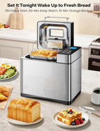 2.2lb Automatic Bread Maker Ceramic Pan 17-In-1 Stainless