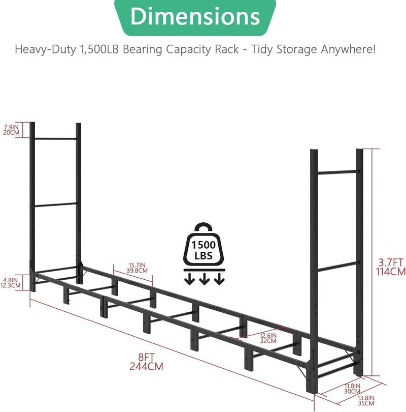 2.44m Outdoor Firewood Rack for Fireplace