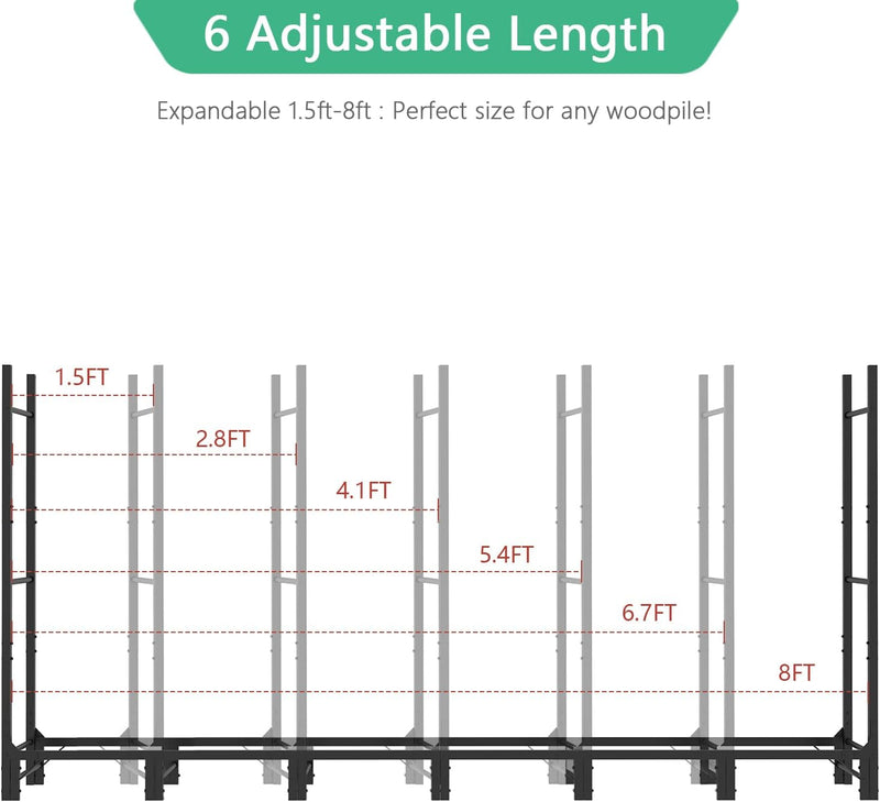 2.44m Outdoor Firewood Rack for Fireplace