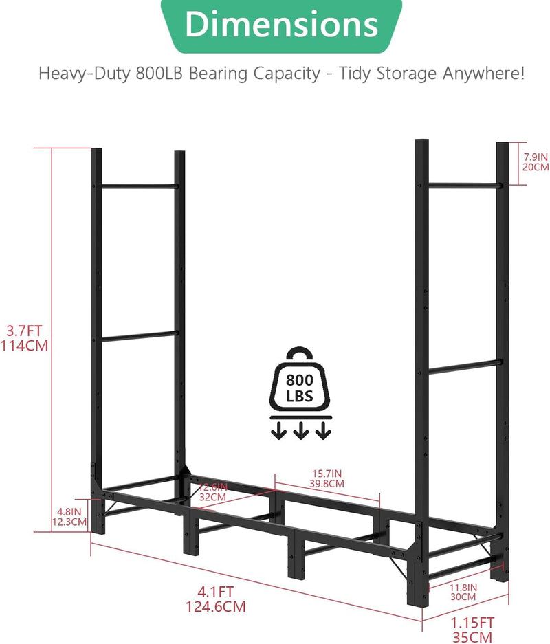 2.44m Outdoor Firewood Rack for Fireplace