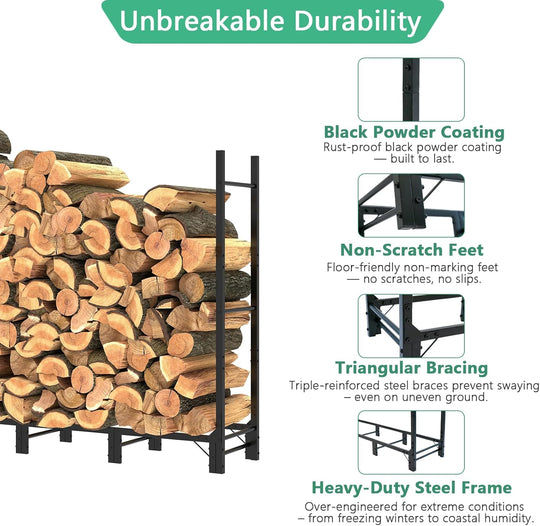 2.44m Outdoor Firewood Rack for Fireplace