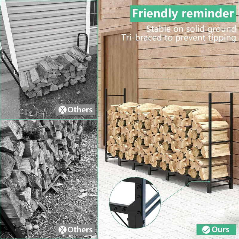 2.44m Outdoor Firewood Rack for Fireplace