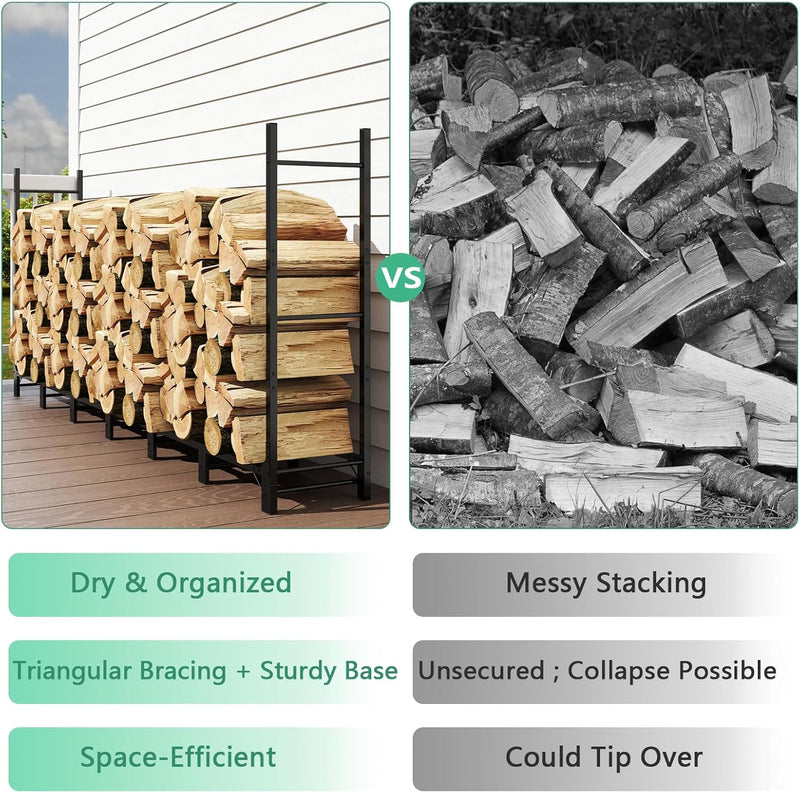 2.44m Outdoor Firewood Rack for Fireplace