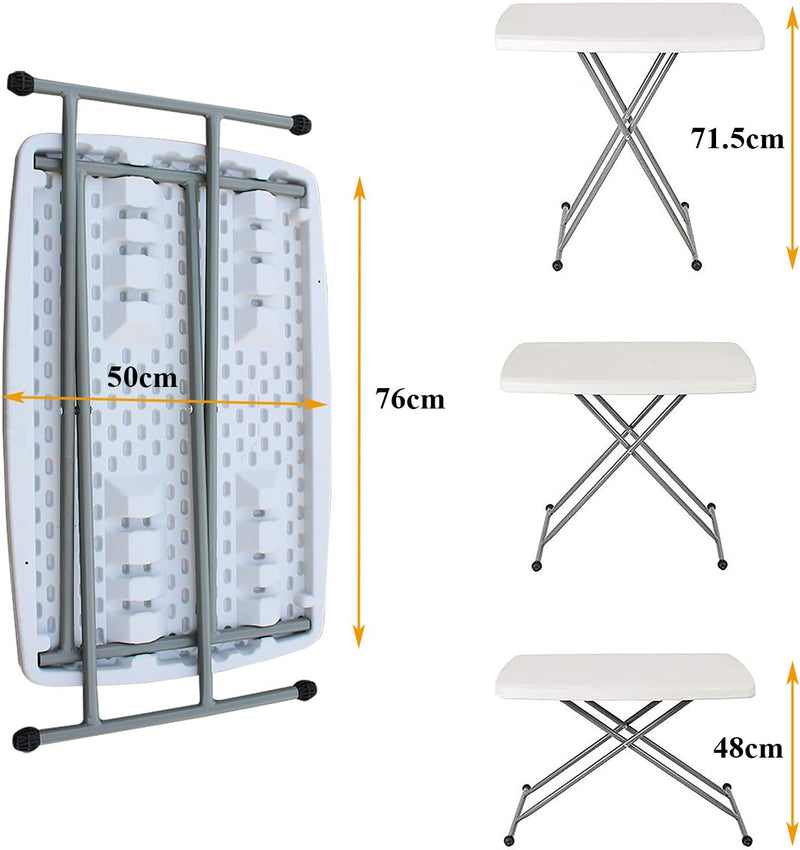 2.5FT Folding Table with Adjustable Heights Personal Plastic