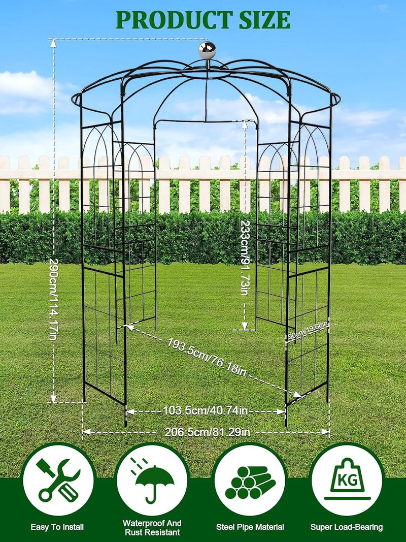 2.9m 4-Sided Metal Heavy Duty Birdcage Shape Garden