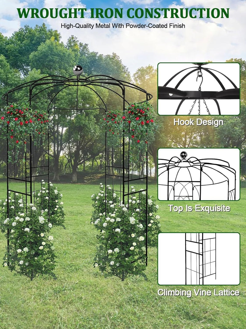 2.9m 4-Sided Metal Heavy Duty Birdcage Shape Garden