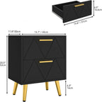 2-Drawer Bedside Table Small Storage Cabinet with Nightstand (Set of 2)
