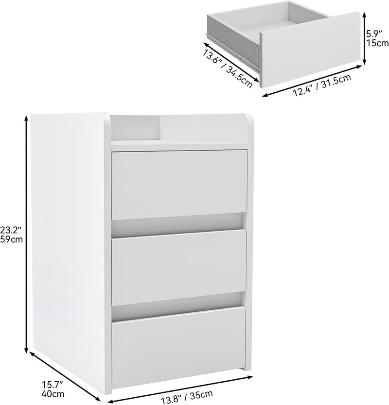 2-Drawer Bedside Table Small Storage Cabinet with Nightstand (Set of 2)