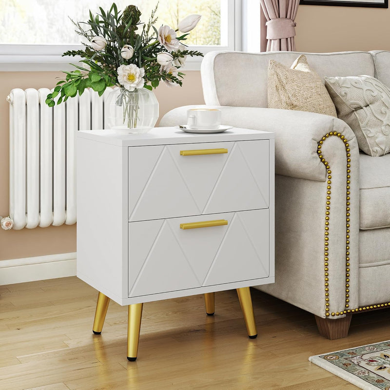 2-Drawer Bedside Table Small Storage Cabinet with Nightstand (Set of 2)