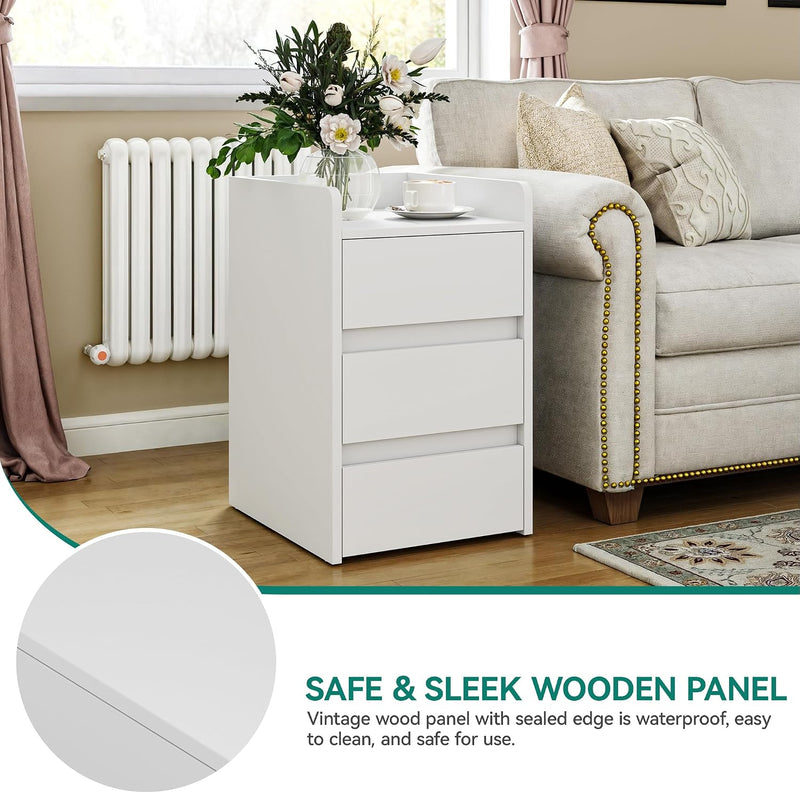 2-Drawer Bedside Table Small Storage Cabinet with Nightstand (Set of 2)