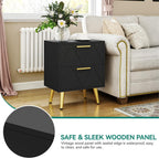 2-Drawer Bedside Table Small Storage Cabinet with Nightstand (Set of 2)