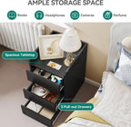 2-Drawer Bedside Table Small Storage Cabinet with Nightstand (Set of 2)