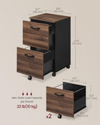 2-Drawer Filing Cabinet Mobile File for Home Office