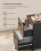 2-Drawer Filing Cabinet Mobile File for Home Office