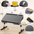 2-In-1 Bed Table Lap Desk Soft Cushions Adjustable