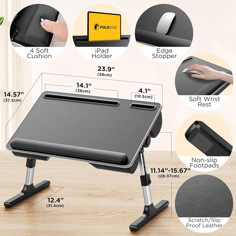 2-In-1 Bed Table Lap Desk Soft Cushions Adjustable