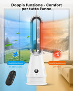 2-In-1 Bladeless Fan Heater 3 Heating 8 Cooling
