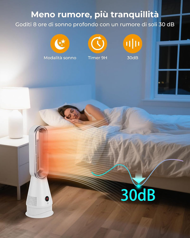 2-In-1 Bladeless Fan Heater 3 Heating 8 Cooling