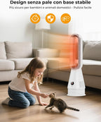 2-In-1 Bladeless Fan Heater 3 Heating 8 Cooling