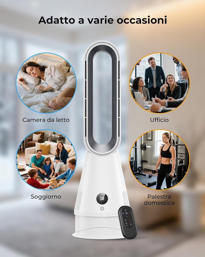 2-In-1 Bladeless Fan Heater 3 Heating 8 Cooling
