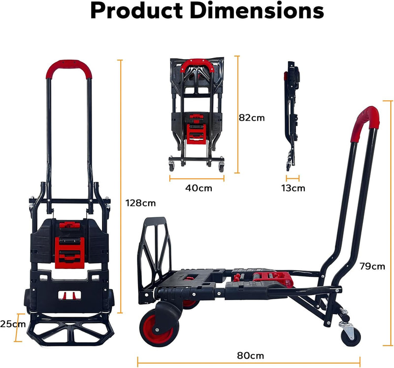 2in1 Folding Sack Truck 200KG Capacity Trolley Vertical