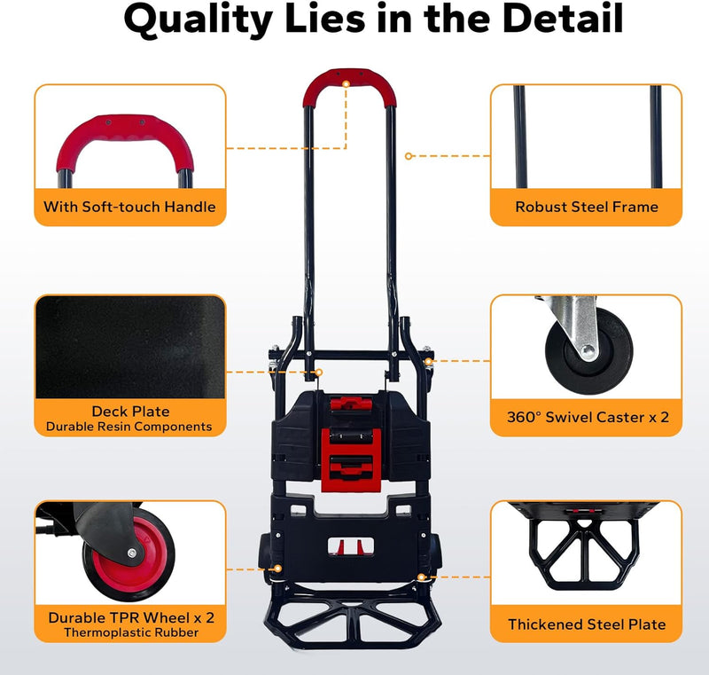 2in1 Folding Sack Truck 200KG Capacity Trolley Vertical