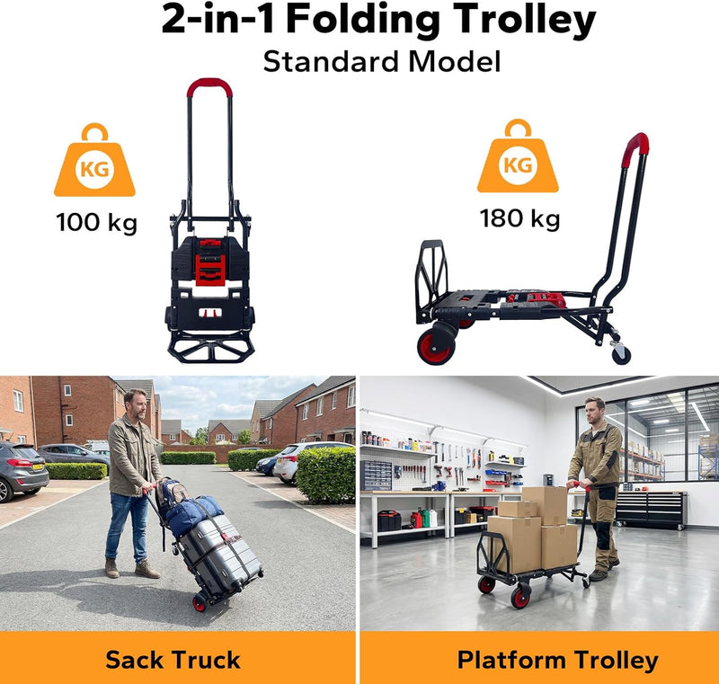 2in1 Folding Sack Truck 200KG Capacity Trolley Vertical
