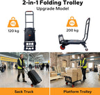 2-In-1 Foldable Trolley on Wheels 200KG Capacity
