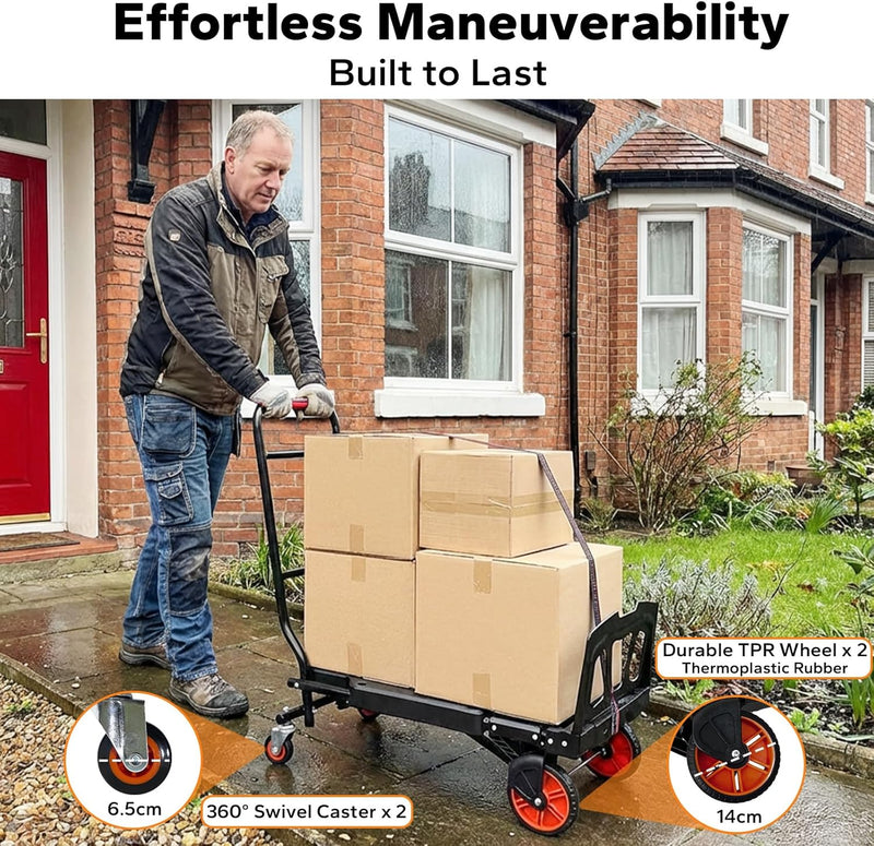2in1 Folding Sack Truck 200KG Capacity Trolley Vertical