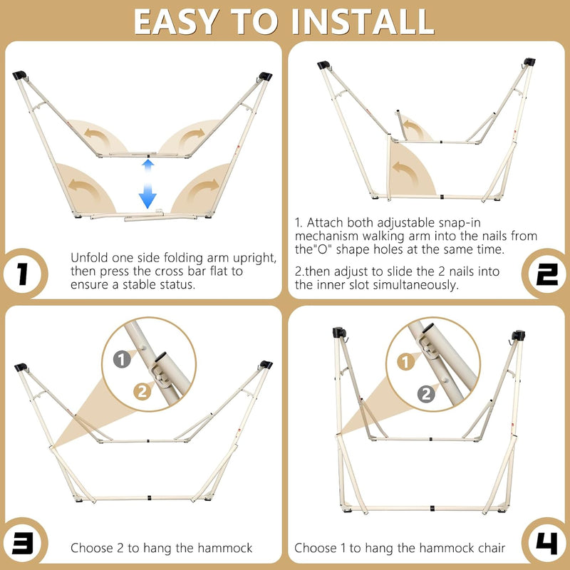 2 in 1 Hammock Hanging Chair with Foldable