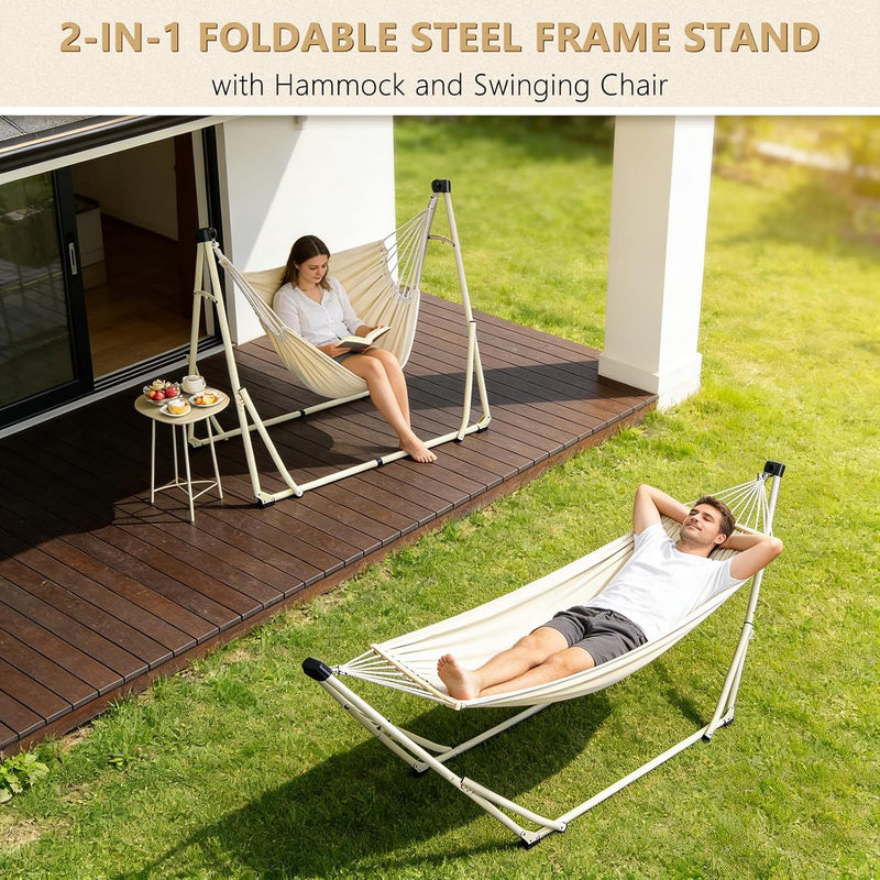 2 in 1 Hammock Hanging Chair with Foldable
