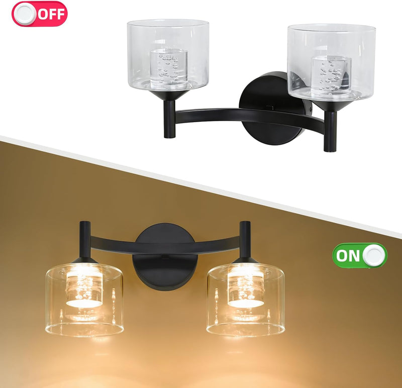 2-Light Wall Sconces Vanity Light with Clear Glass