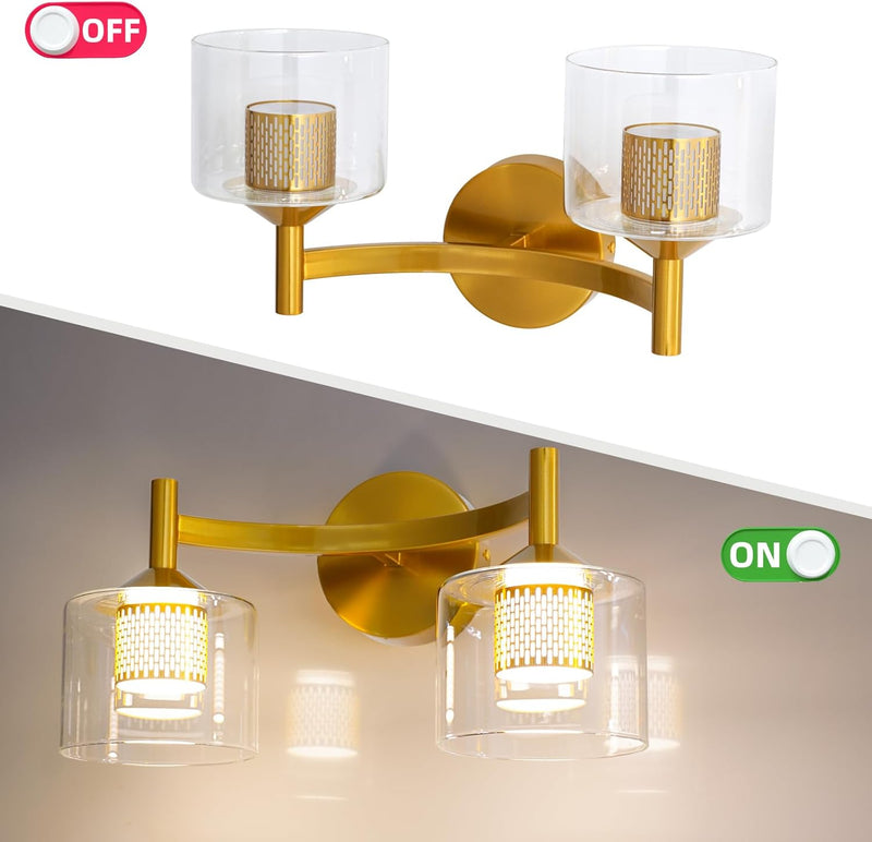 2-Light Wall Sconces Vanity Light with Clear Glass